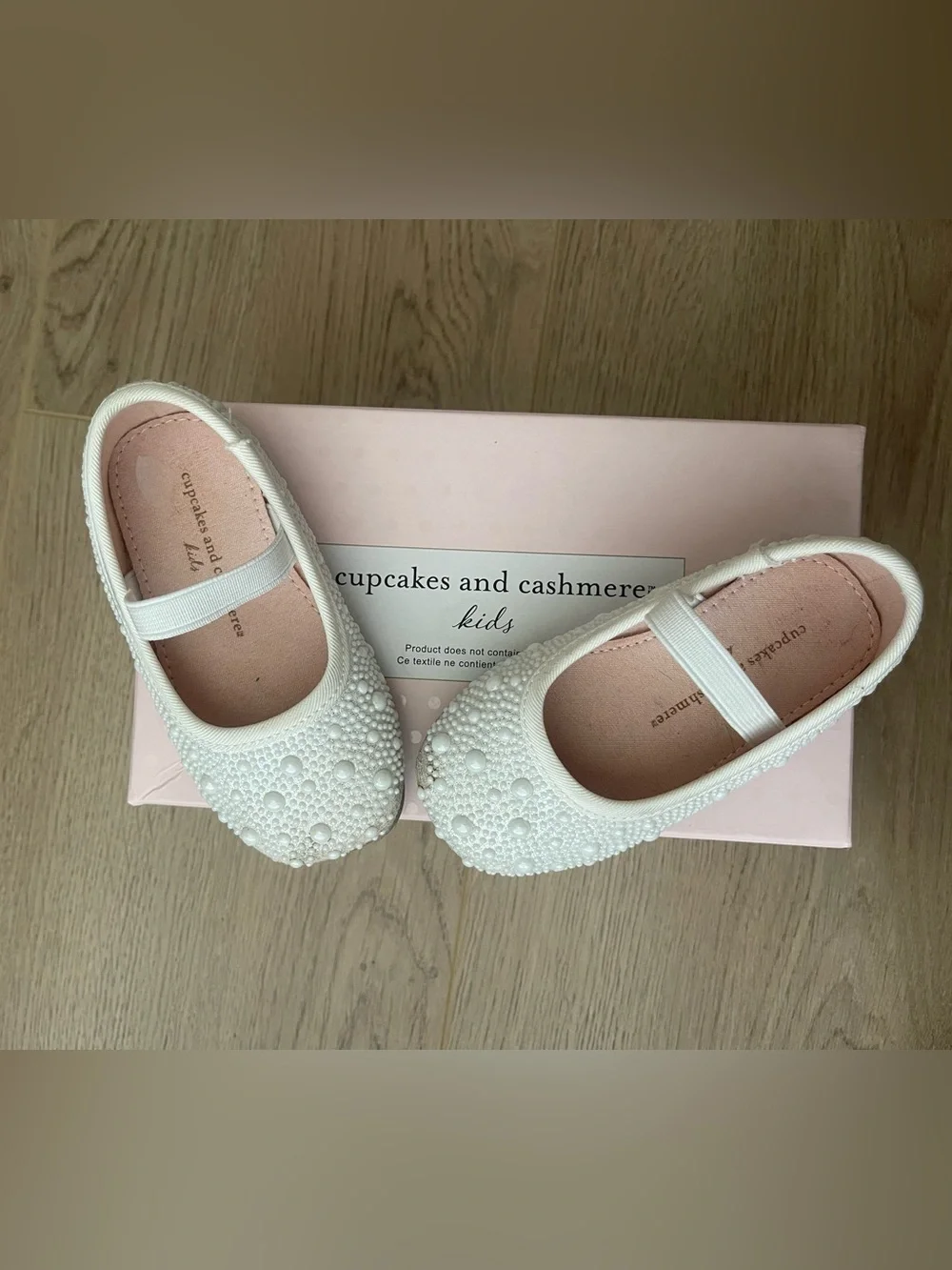cupcakes & cashmere White Pearl-Accented Mary Jane Flats for Kids (5C)